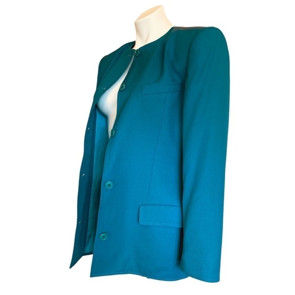 GUCCI Vintage Wool Blazer Turquoise Blue Size 40 - Picture 5 of 14